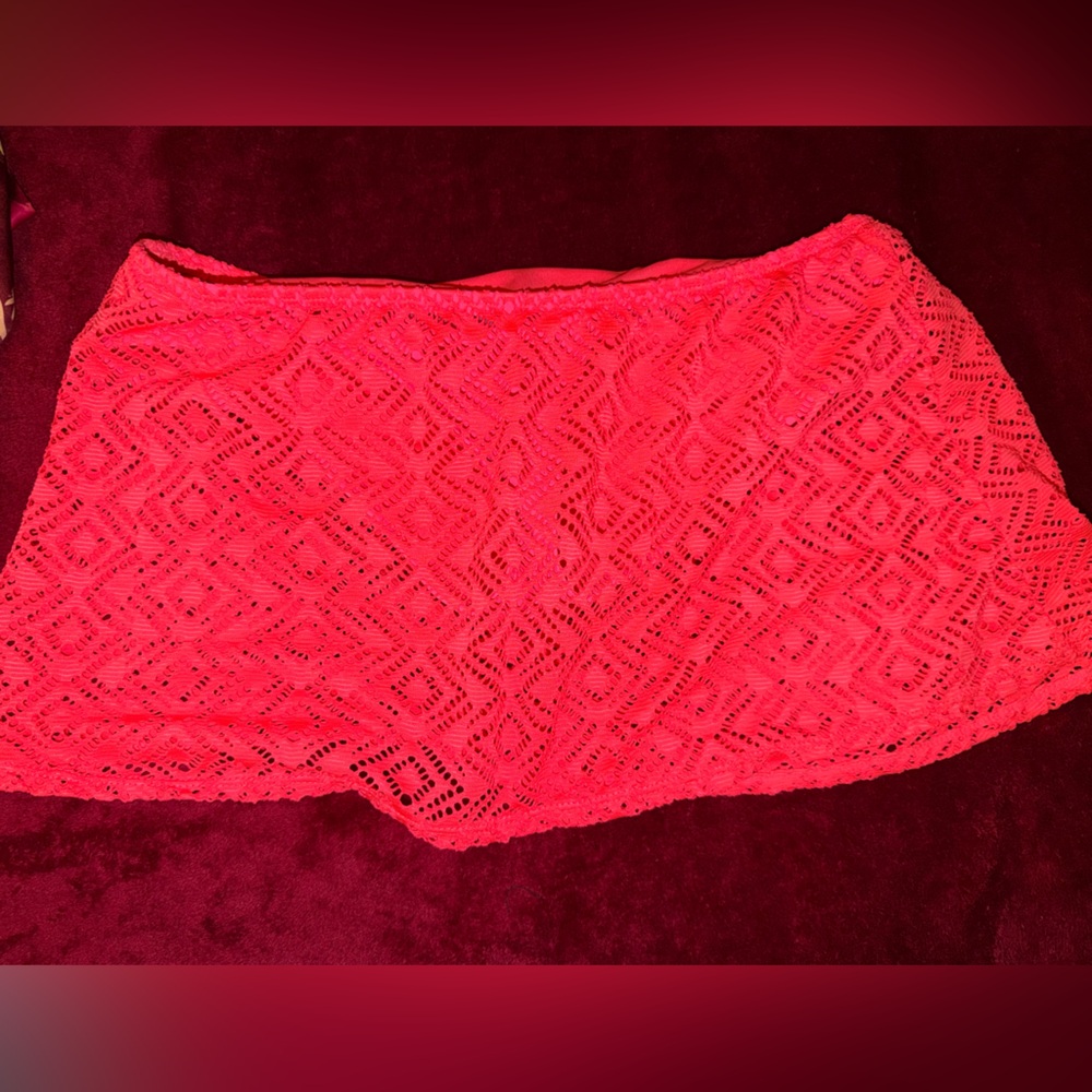 Coral Lace Swim Skirt Bottom – Textured Overlay